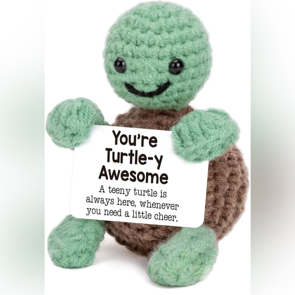 Crochet Handmade Turtle with Positive Message